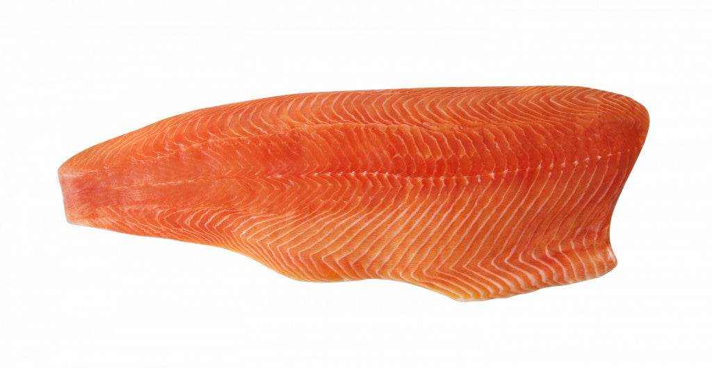 Long-sliced smoked salmon side approx 1kg ready to serve chilled on platter