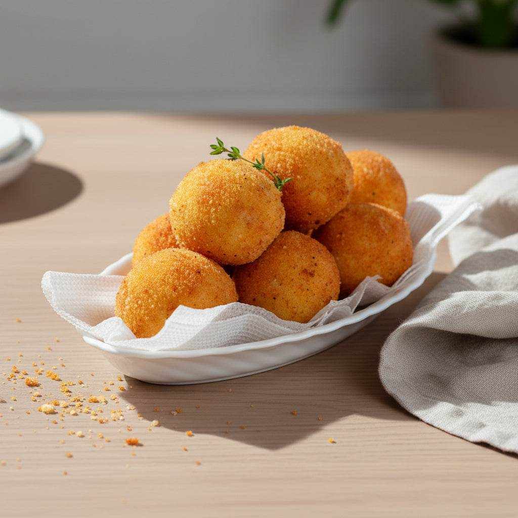 Frozen Arancini Nduja saffron rice balls with mozzarella and crispy panko coating