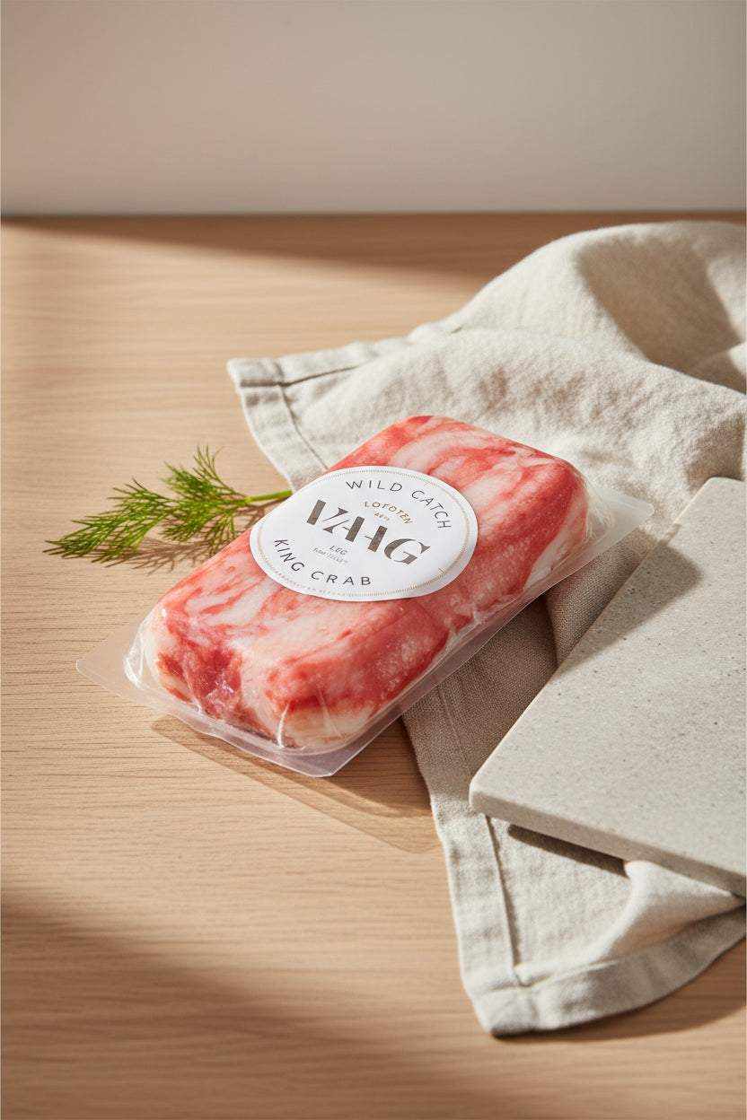 Frozen king crab long leg pure meat pack 227g, hand-extracted and ready to cook