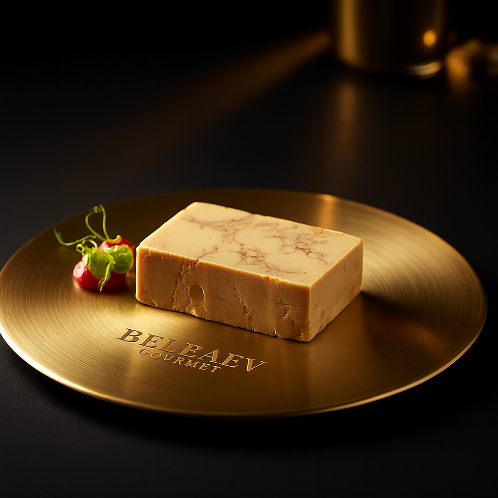 Lafitte Duck foie gras terrine 450g slice on brioche plate French gourmet food