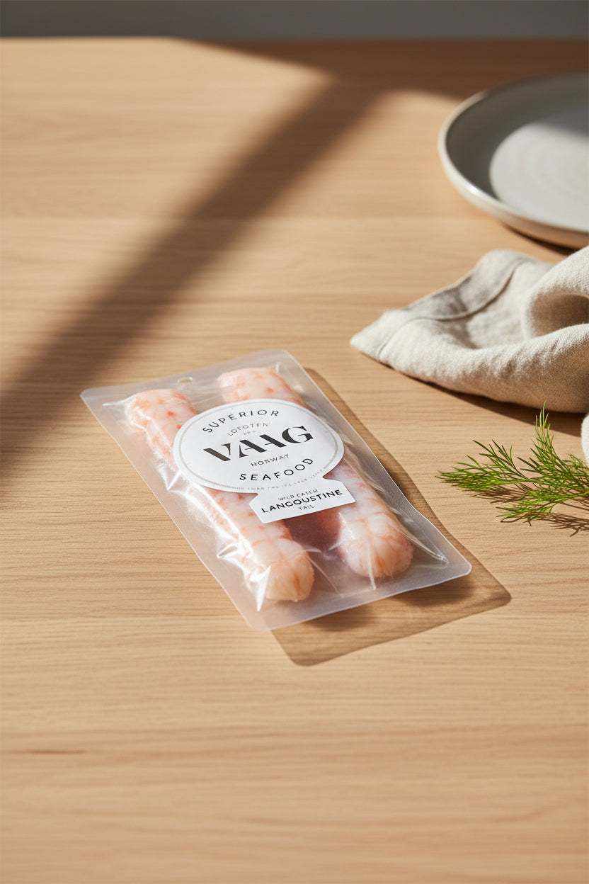 Frozen Langoustine Tail Pure Size 5/8 peeled and deveined in 200g vacuum-sealed pack