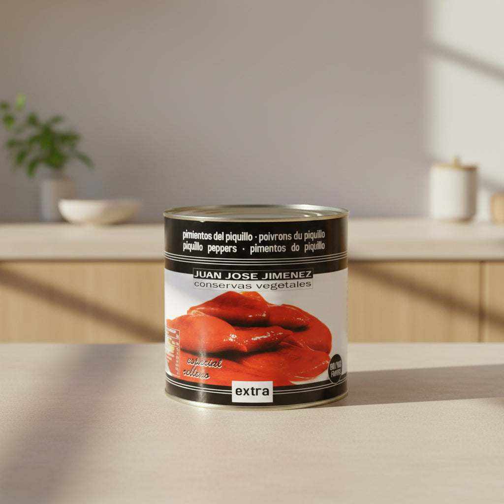 Jar of 2.4kg wood-roasted Piquillo Peppers from Navarrico in brine or oil