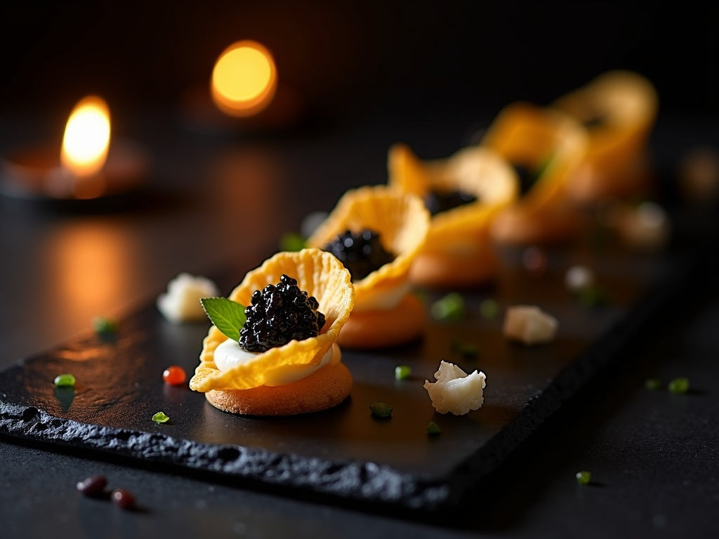 Potato Chip Canapés with Caviar and Crème Fraîche