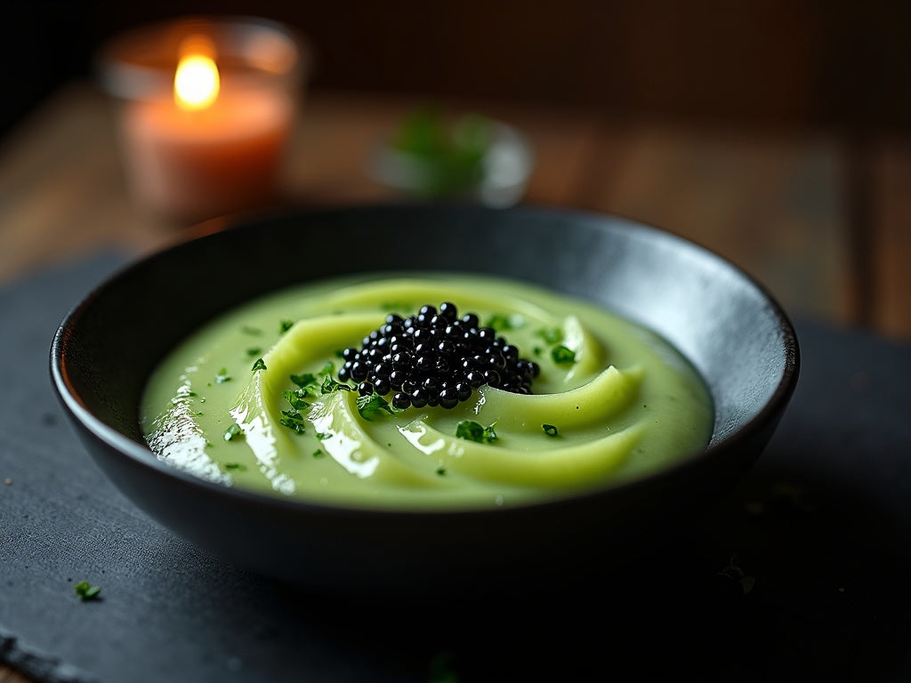 Chilled Cucumber Soup with Caviar
