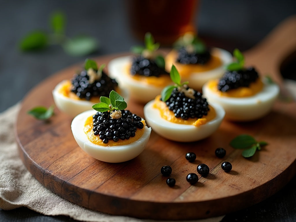 Asian Tea Eggs with Caviar: A Striking Canapé Recipe