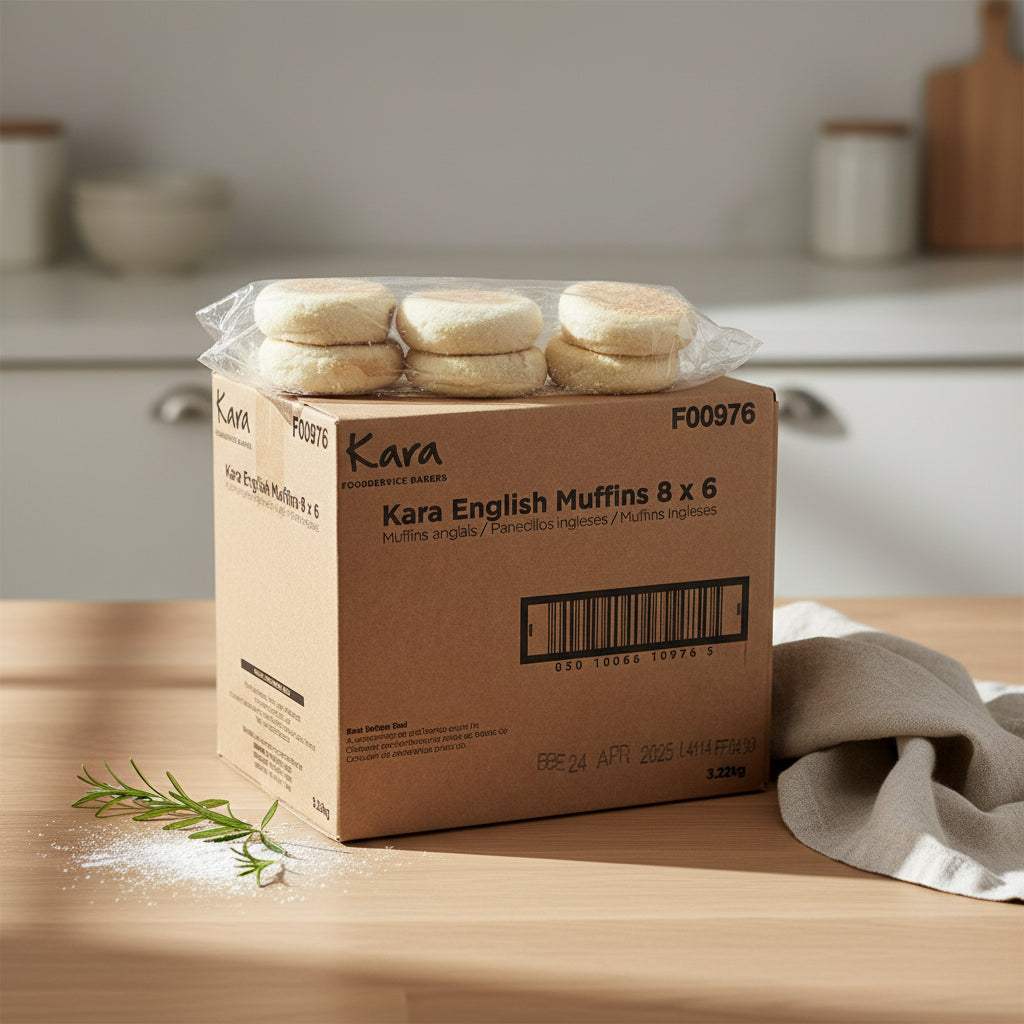 English Muffins - Kara x 48 catalogue image for Brioche Bun vs English Muffin: Key Differences & Buyer Guide