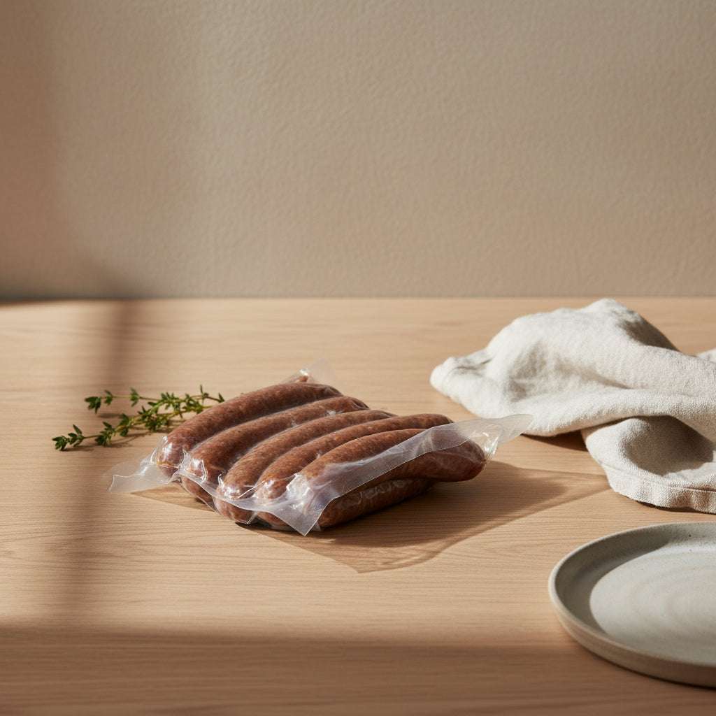 Sausage Texas Hot Link Pork & Beef, Frozen x 10: verified product format used in this Beleaev guide