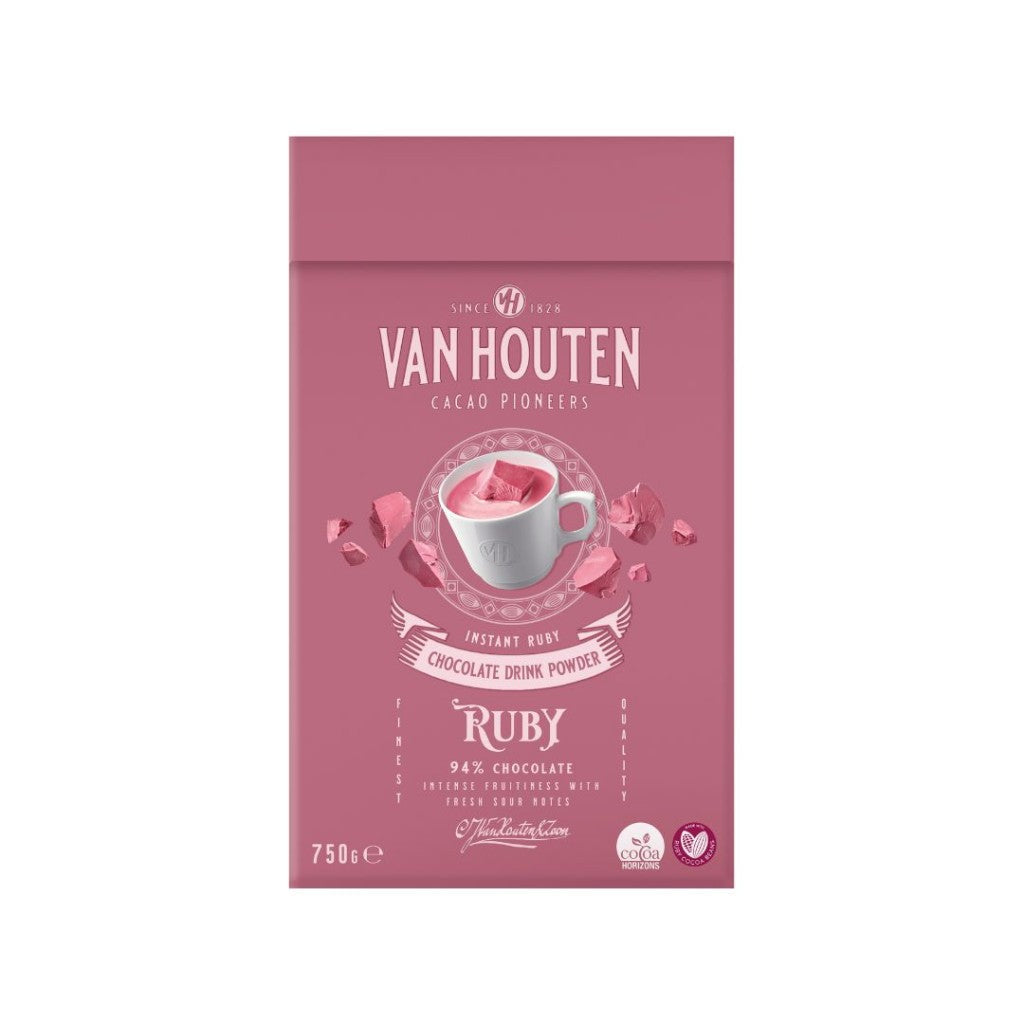 Van Houten Ruby Drinking Chocolate (1kg) catalogue image for Dark Drinking Chocolate vs Ruby Drinking Chocolate