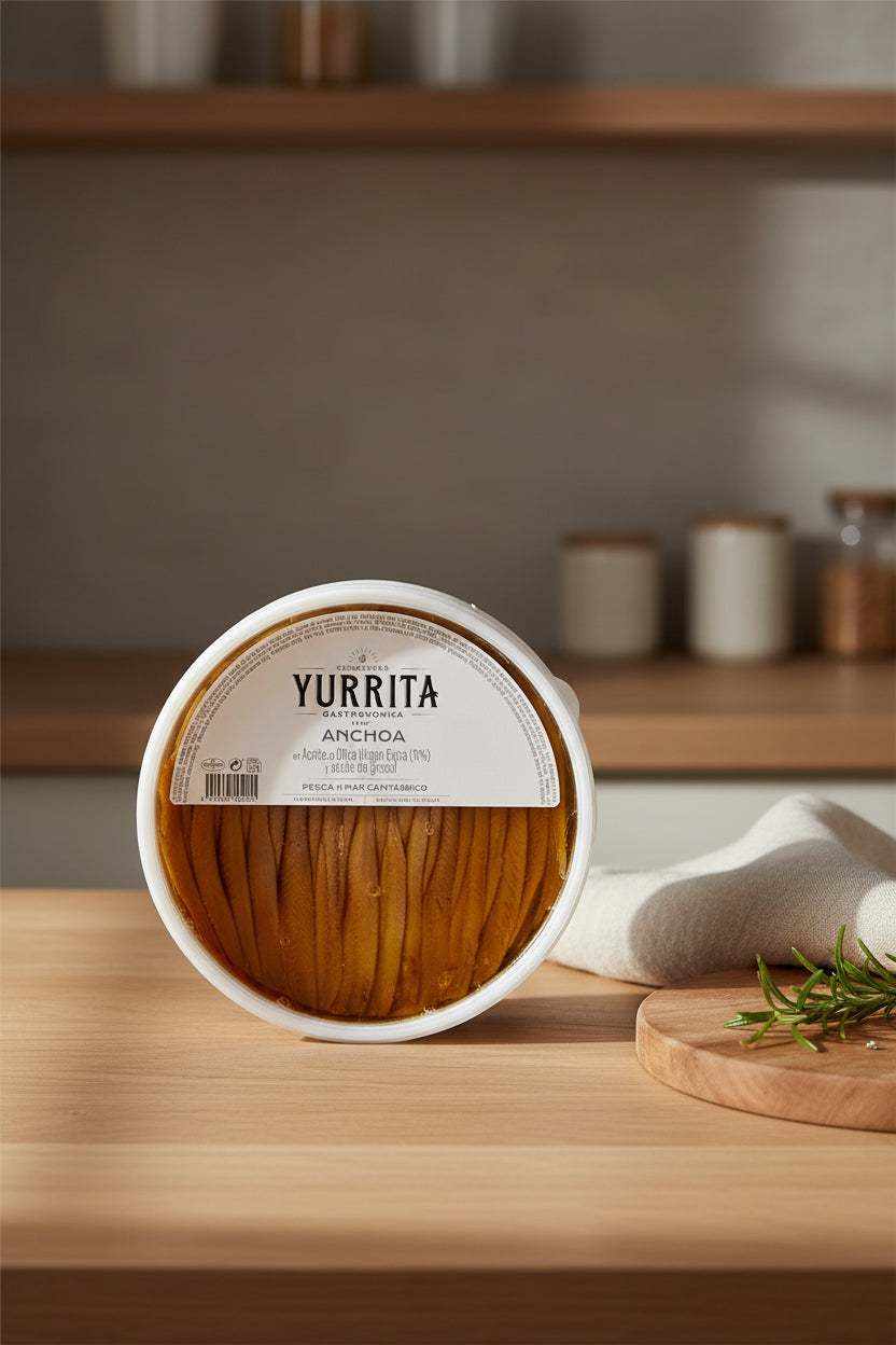 Yurrita Cantabrian anchovy fillets in oil 700g tray for tapas and recipes