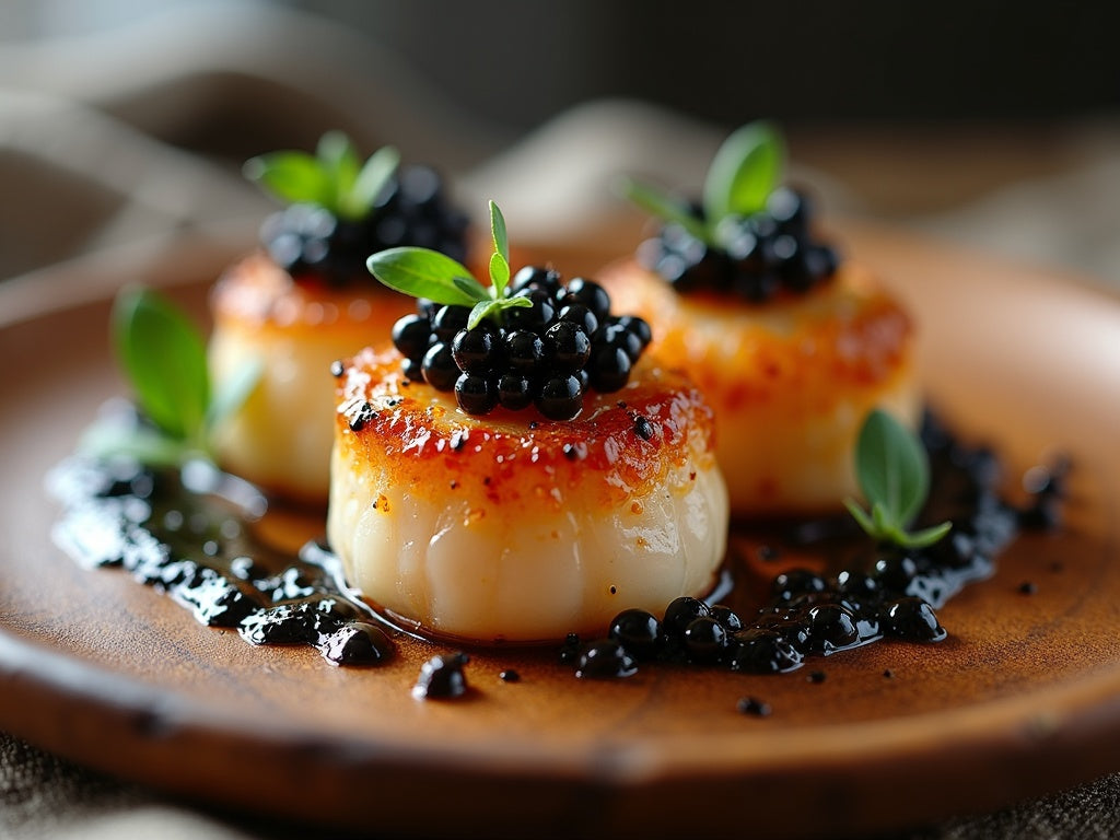 Pan-Seared Scallops with Caviar