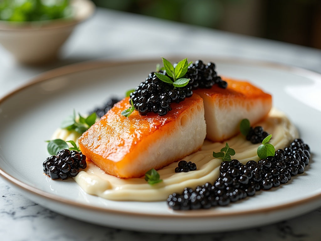 Roasted Monkfish with Caviar Cream