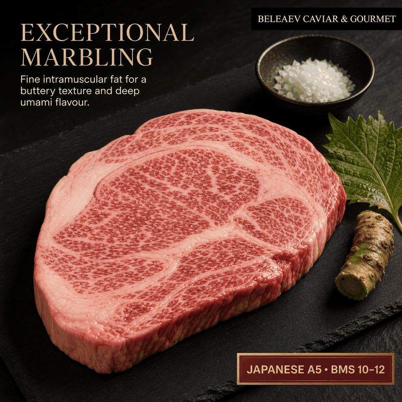 Japanese A5 Wagyu Ribeye two portions with fine marbling