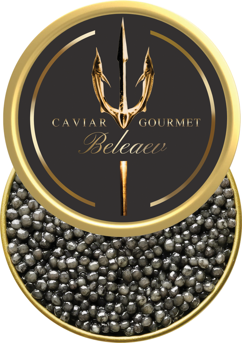 Beluga Caviar Set with pear grey eggs and delicate rich briny flavor