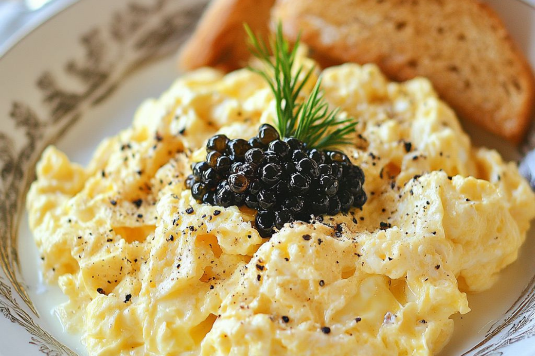 The Best Caviar Scrambled Eggs (London Hotel Style)