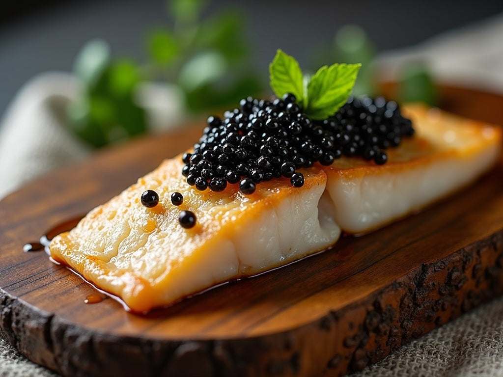 Roasted Halibut with Caviar Sauce