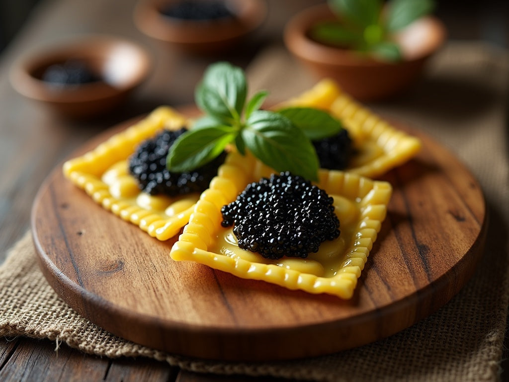 Caviar Ravioli with Brown Butter