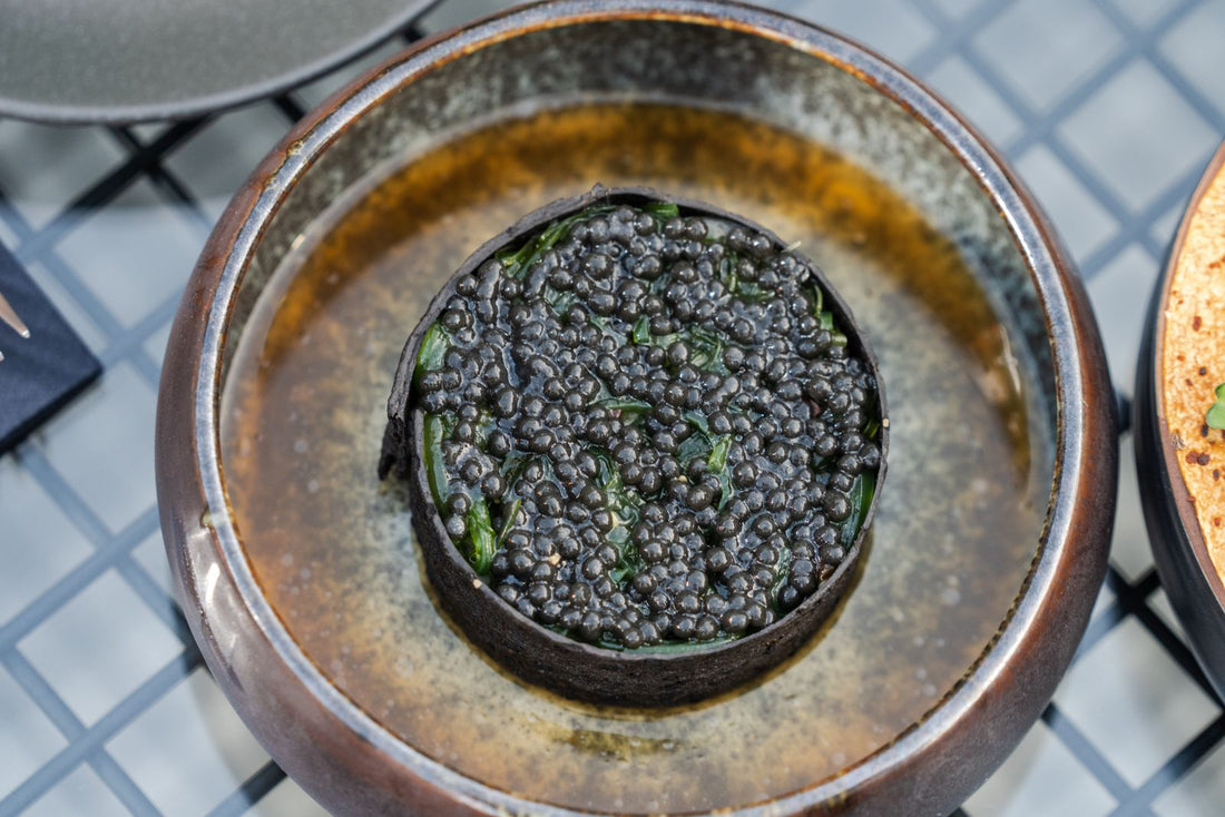 Sterling Silver Caviar Bowl presented for a Beleaev food guide