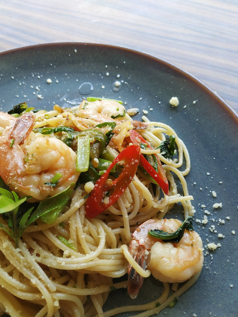 Crab pad Thai with peanuts, lime, and coriander