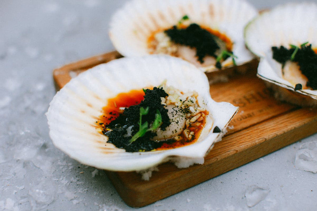 Linguine pasta topped with Oscietra caviar in butter and lemon sauce for a caviar pasta recipe
