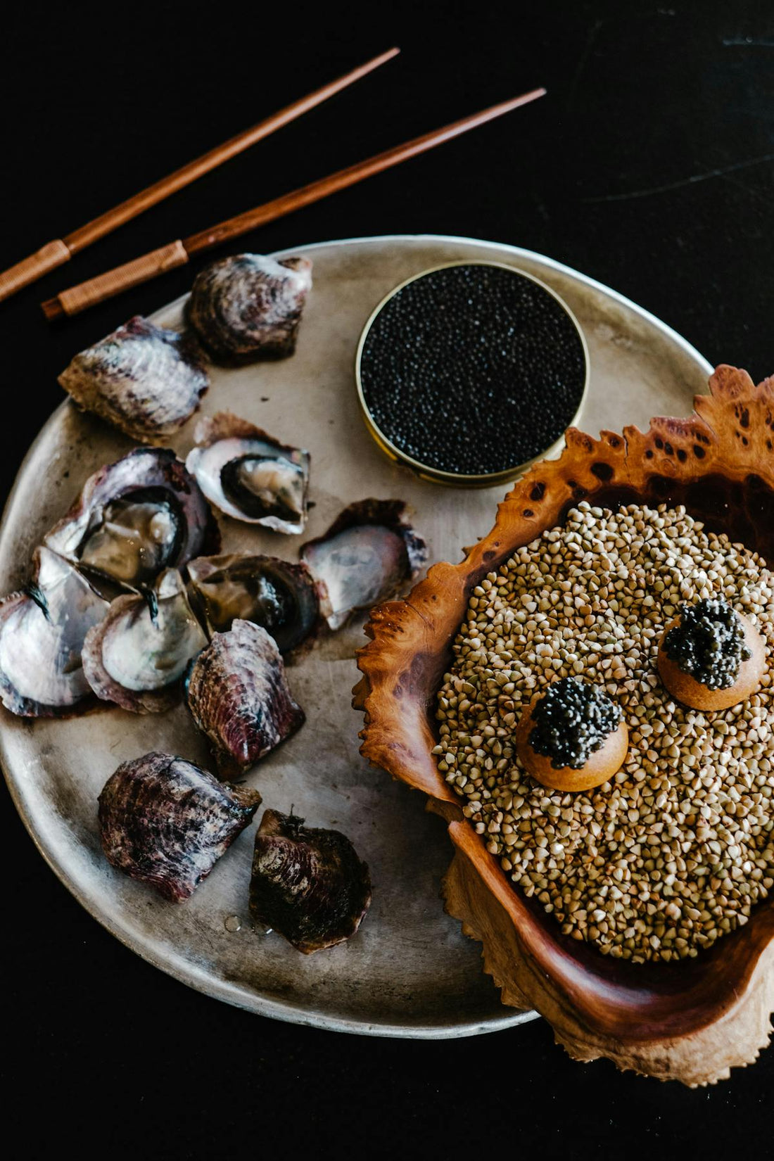 kaluga caviar large golden pearls in tin close-up
