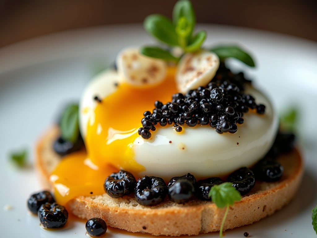 Poached Eggs with Caviar on Sourdough