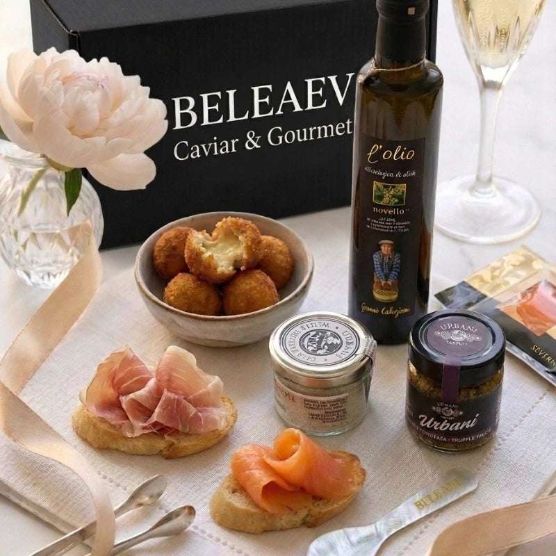Beleaev caviar and gourmet hampers in gift boxes