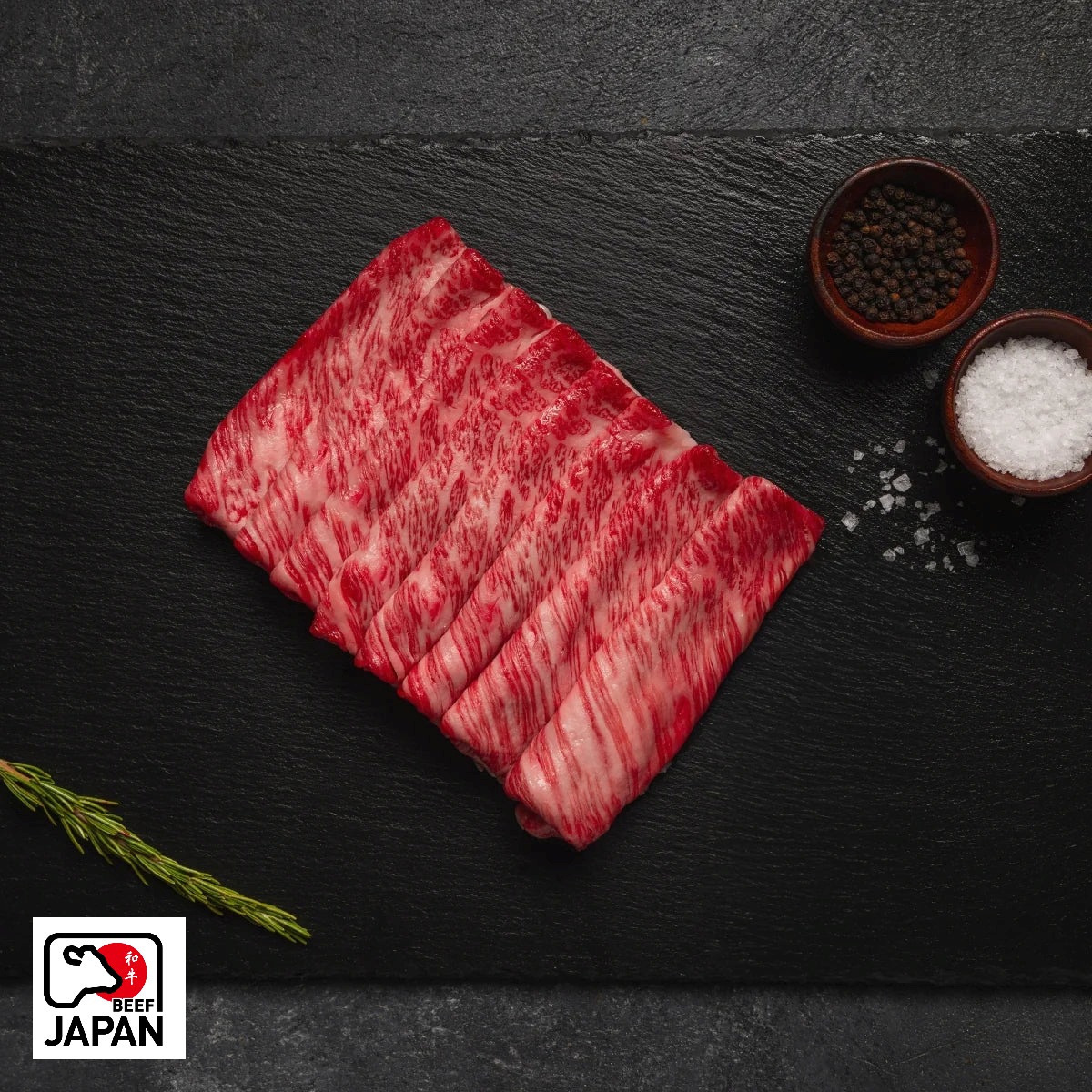 A5 Japanese Wagyu Sliced Chuck Roll, 100g with Beef Japan origin badge