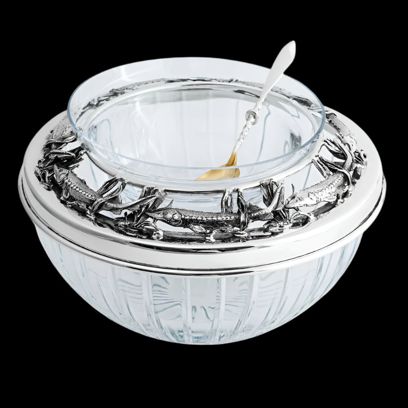 CAVIAR BOWL "TROUT" - STERLING SILVER - Beleaev Caviar