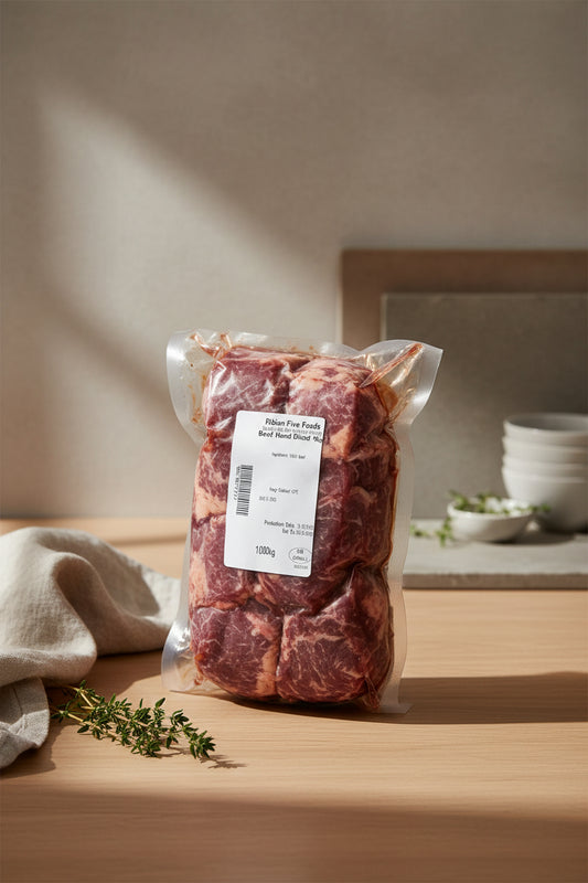 Hand Diced Beef 1kg product pack
