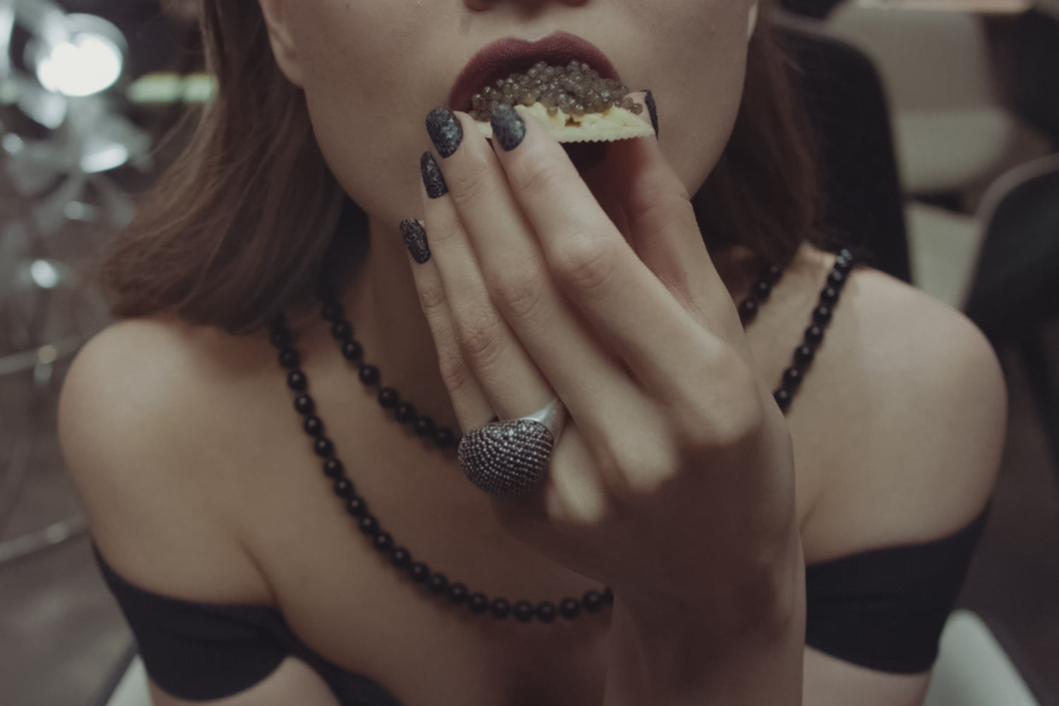 Woman Eating Caviar