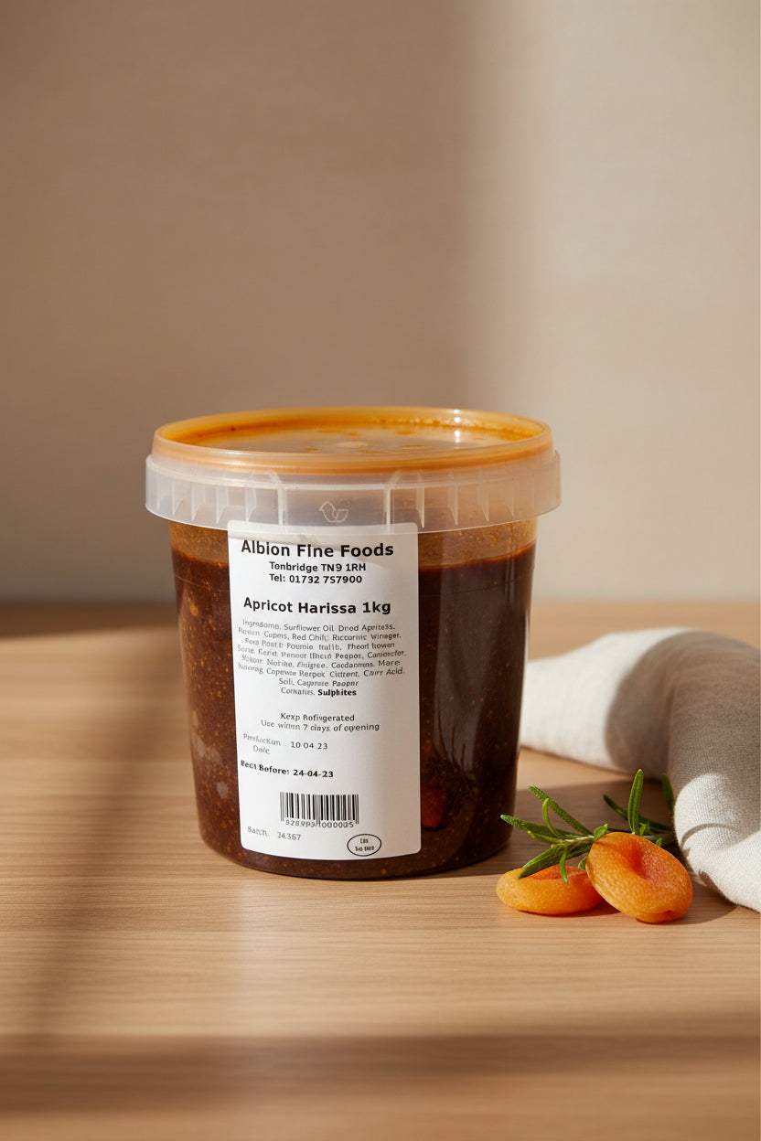 1kg jar of apricot harissa paste with apricots and spices