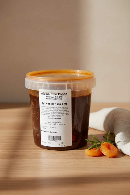 1kg jar of apricot harissa paste with apricots and spices
