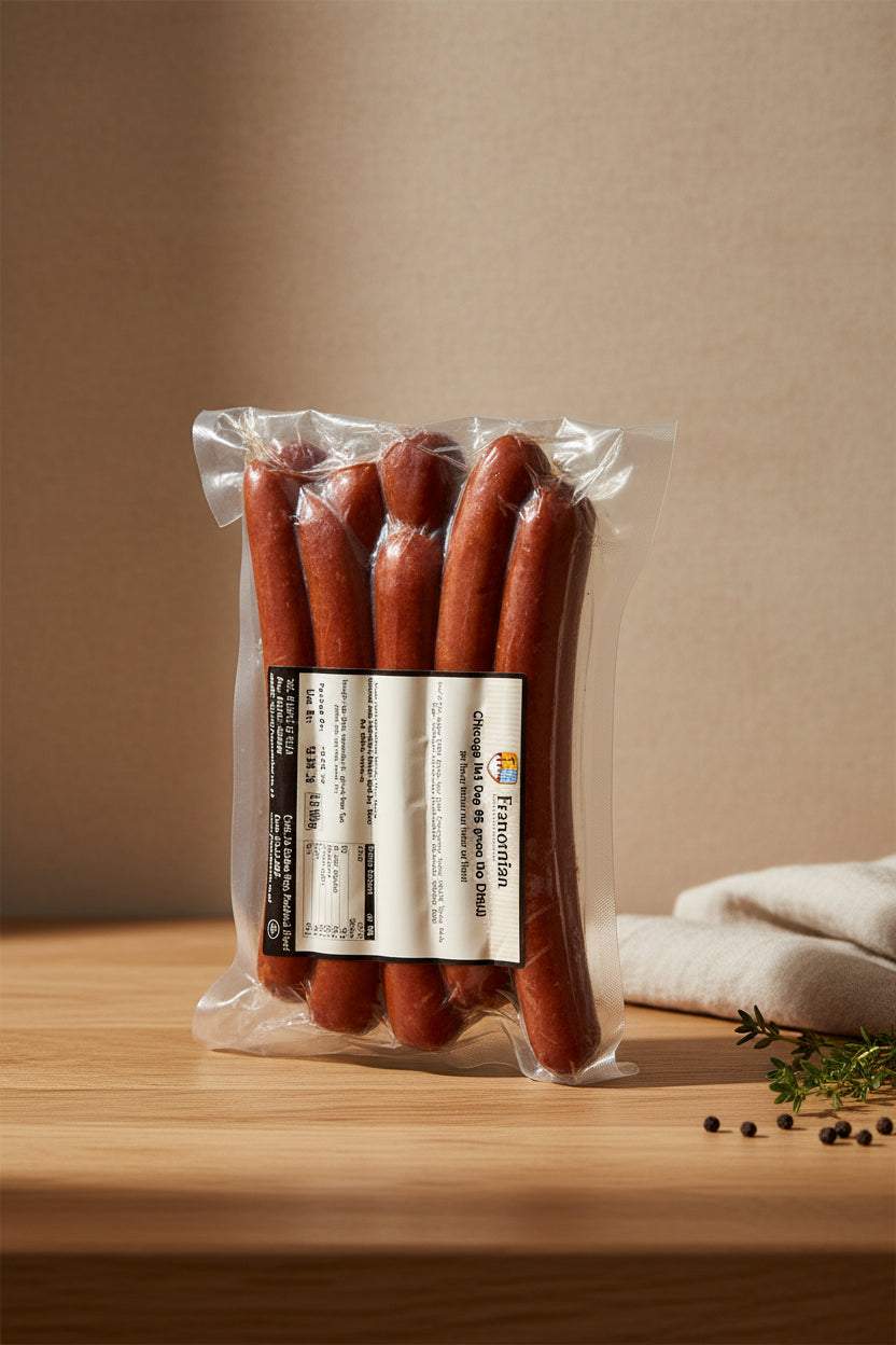 Pack of 10 beef Chicago sausages inspired by American hot dogs