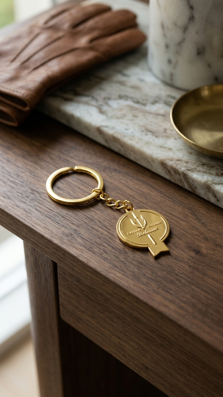 Beleaev gold-tone caviar key tin opener on white background