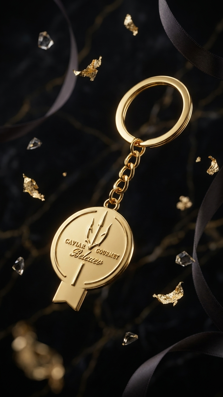 Beleaev Caviar Key polished gold-tone tin opener on white background