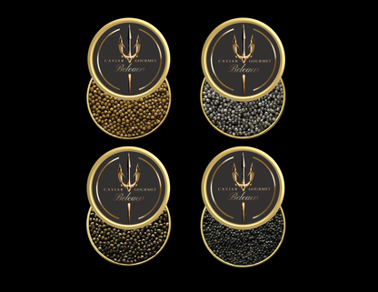 Beleaev Signature Tasting Set with four 30g caviar varieties and tasting spoons