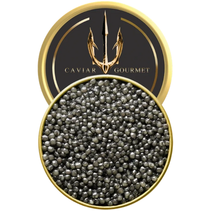 Beluga caviar gift board with smoked salmon, cheese, and accompaniments