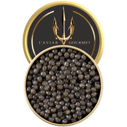 Tin of Beluga XXL Special Reserve caviar with extra-large pearl grey eggs and a creamy buttery taste