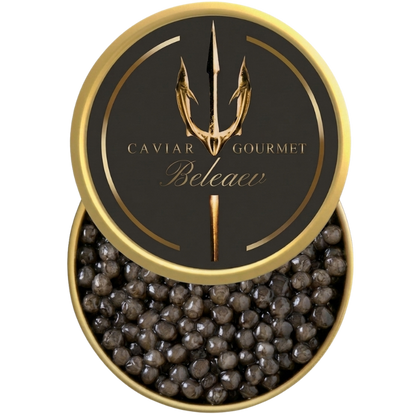 Beluga XXL Special Reserve caviar eggs light pearl grey with creamy buttery taste