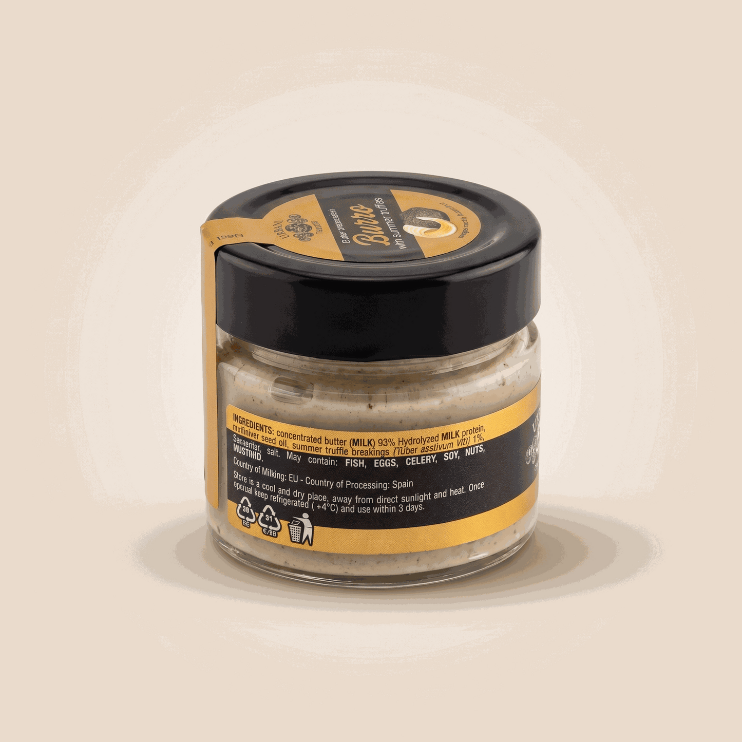 Black Truffle Butter 70gr packaging and butter spread image