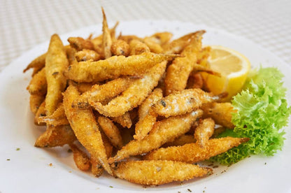 Frozen breaded whitebait fish in crispy coating