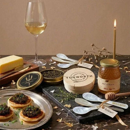 Caviar birthday gift hamper with Oscietra Royal caviar and Tunworth Camembert