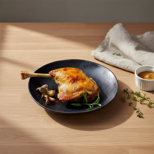 Slow-cooked duck leg confit with crispy golden skin