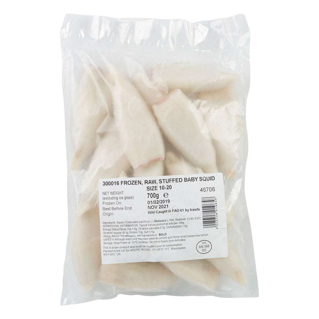 Pack of frozen baby squid 700g raw IQF calamari seafood
