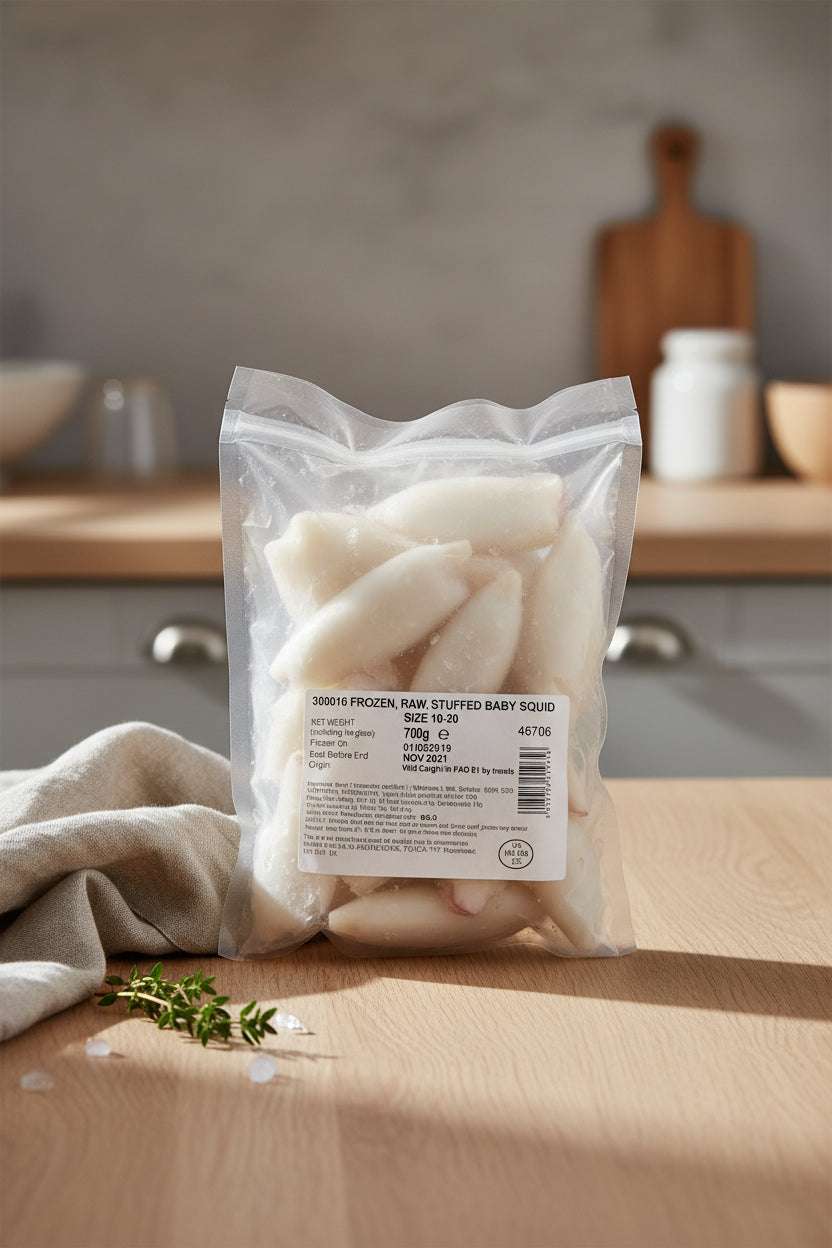 pack of frozen baby squid 700g for cooking