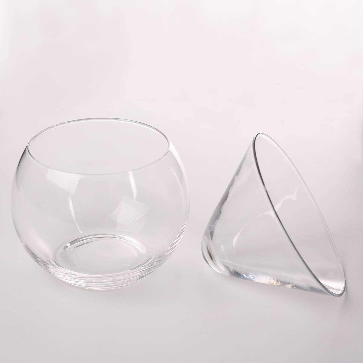 Glass caviar chiller set with hand-blown bowl and mother-of-pearl spoons