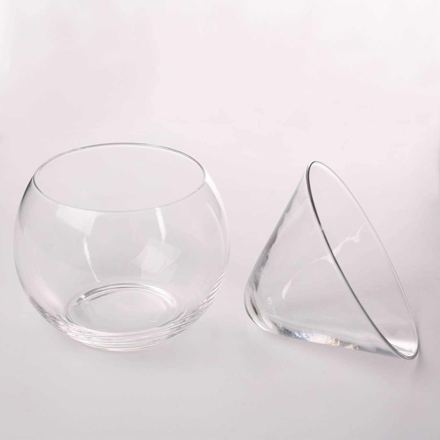 Glass caviar chiller set with hand-blown bowl and mother-of-pearl spoons