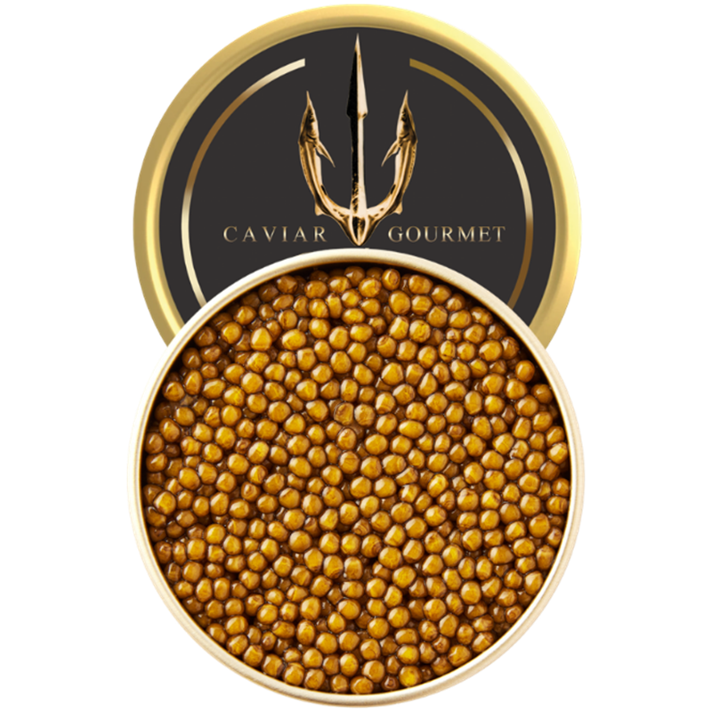 Golden Oscietra special reserve caviar with luminous golden pearls