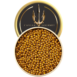 Golden Oscietra special reserve caviar with luminous golden pearls