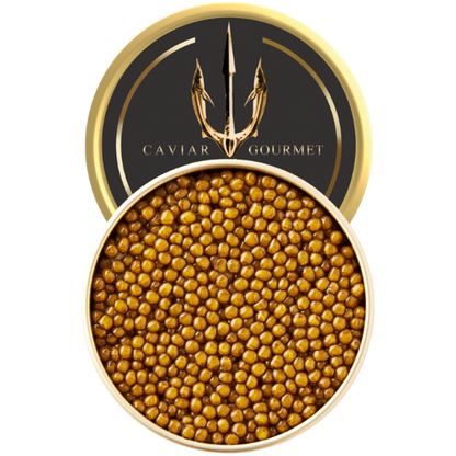 Golden Oscietra special reserve caviar with luminous golden pearls